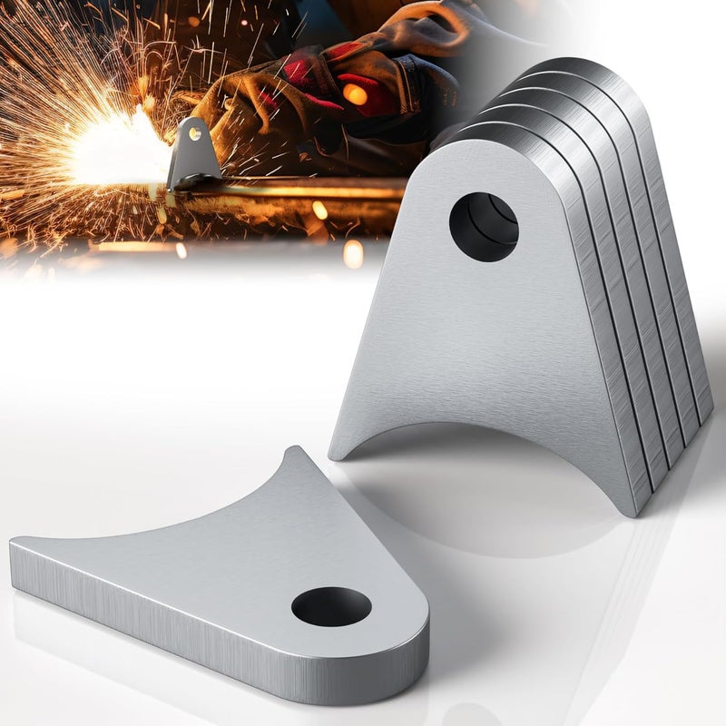 Dabolang 6 Pcs Weld on Tabs with 1/2" Holes,Steel Gussets Weld On,Universal Weld on Shock Mount,Weld on Lights Tabs,Weld on Tabs Axle Bracket,Radius Chassis Weld Tabs for Weld On- 1/5" Thick - Image 1